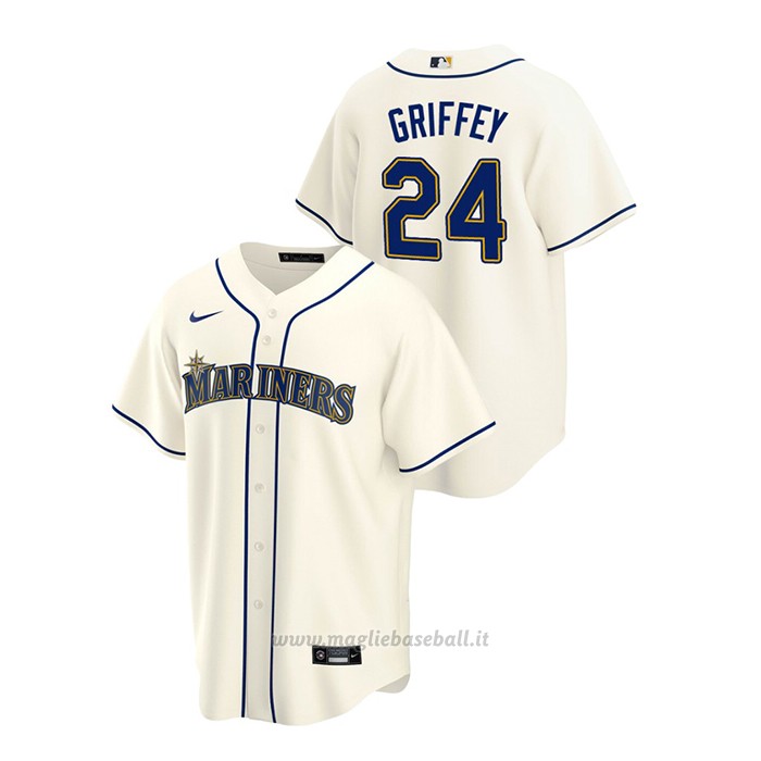 Maglia Baseball Uomo Seattle Mariners Ken Griffey Jr. Replica Alternato Crema